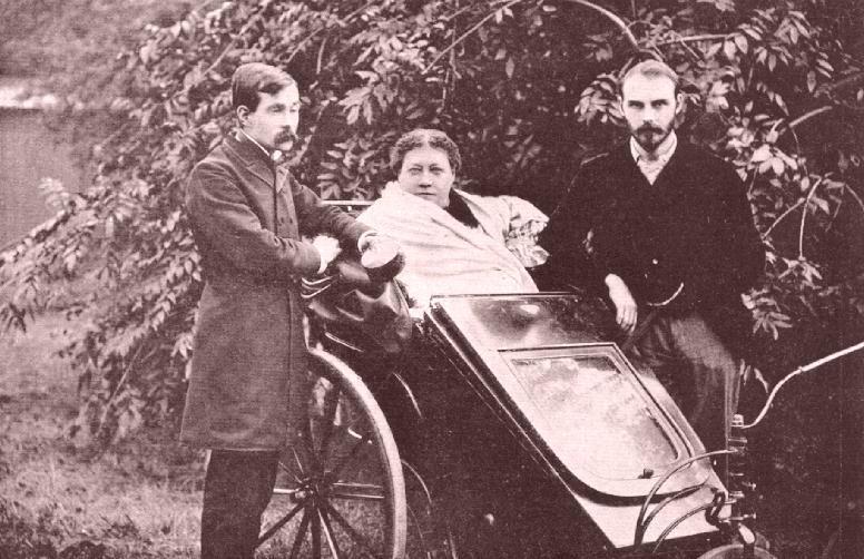 H.P. Blavatsky in 1891 with James Pryse (left)  and G.R.S. Mead